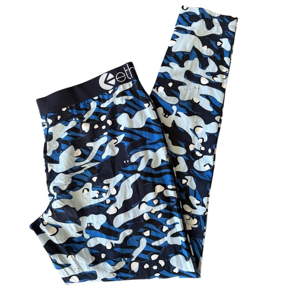 Ethika Women’s Printed Blue Pull On Legging XL Stretch Soft Modal Yoga Workout - Picture 3 of 4